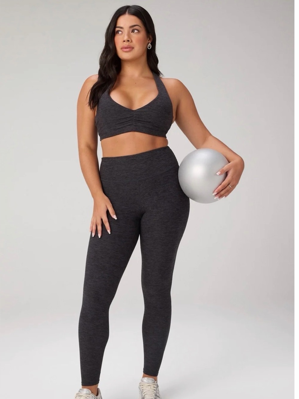 Fabletics HeatherFlex High-Waisted TLC Legging - Black Heather